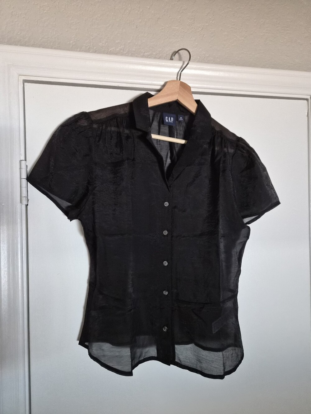 GAP Sheer Button Up Peplum Top